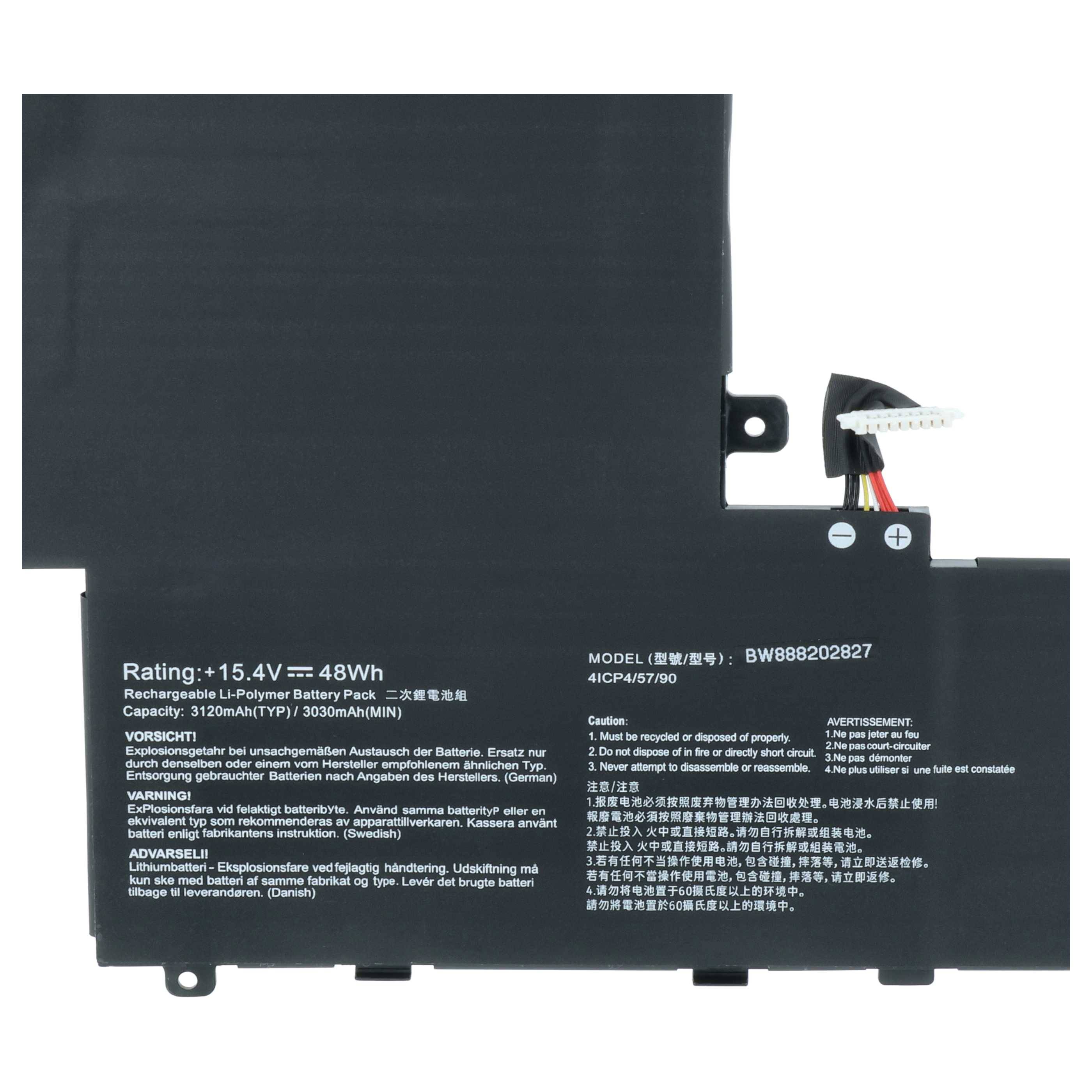 vhbw Akku kompatibel mit Asus B9440UA-GV0342T, B9440UA-GV0303R, B9440UA-GV0361R Notebook (3050 mAh, 15,4 V, Li-Polymer)