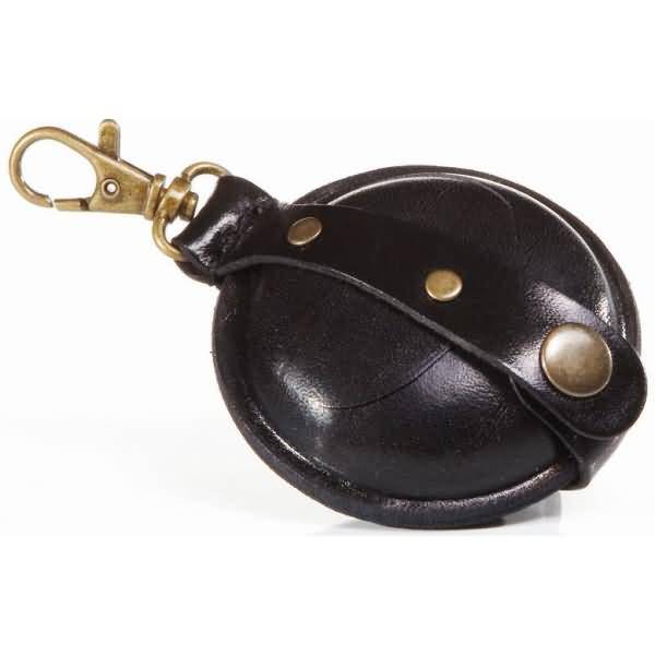 Schlüsselanhänger / Kleingeldbörse klein Sattelleder 7cm schwarz