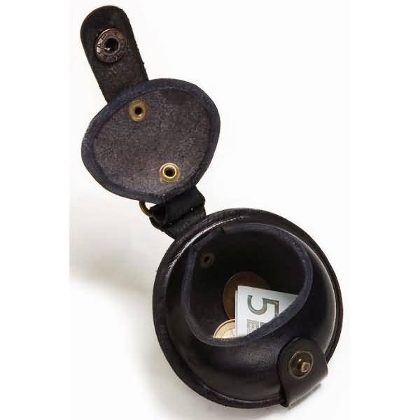 Schlüsselanhänger / Kleingeldbörse klein Sattelleder 7cm schwarz