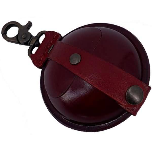 Schlüsselanhänger / Kleingeldbörse groß Sattelleder 9cm rot