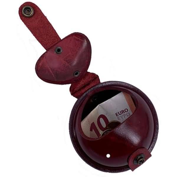 Schlüsselanhänger / Kleingeldbörse groß Sattelleder 9cm rot