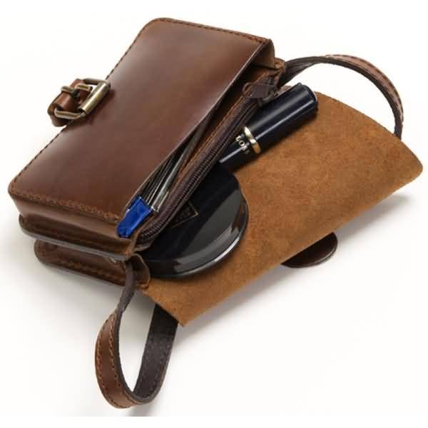 Schultertasche Sattelleder 15x5x11cm braun