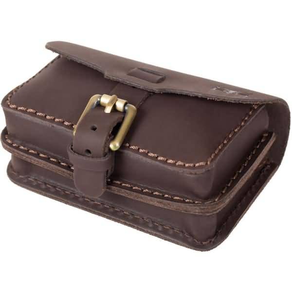 Schultertasche Sattelleder 15x5x11cm dunkelbraun