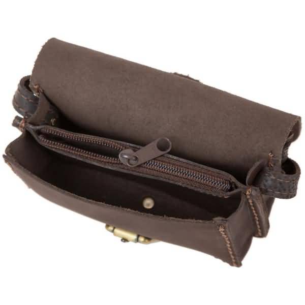 Schultertasche Sattelleder 15x5x11cm dunkelbraun
