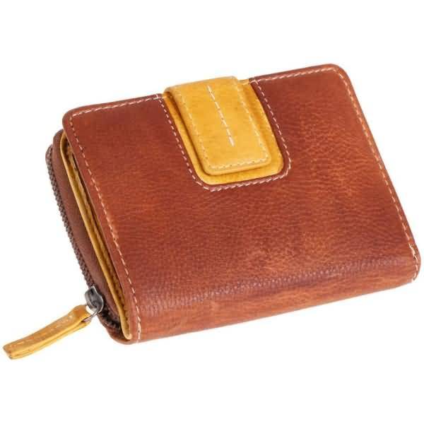 Damengeldbörse zweifarbig Leder 13x9,5x3,5cm braun