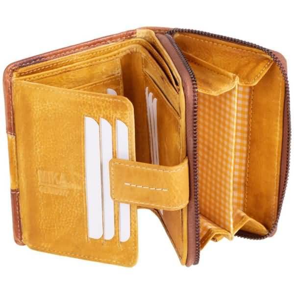 Damengeldbörse zweifarbig Leder 13x9,5x3,5cm braun