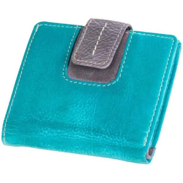 Damengeldbörse zweifarbig Leder 9x10x2cm türkis