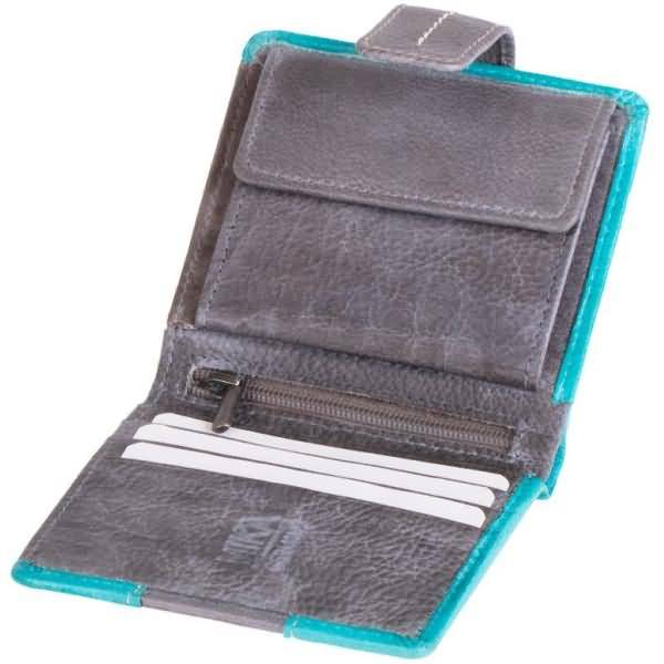 Damengeldbörse zweifarbig Leder 9x10x2cm türkis