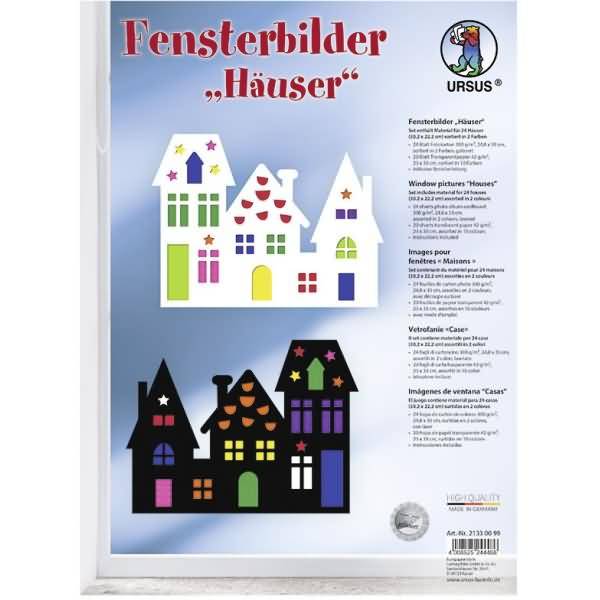Fensterbild Häuser 24,8x33cm VE=24 Stück (2 Farben)
