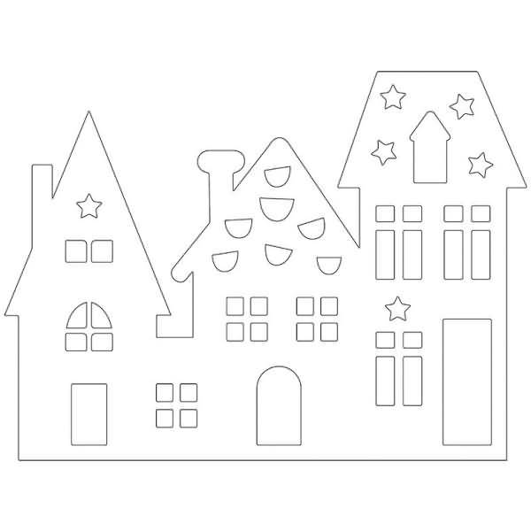 Fensterbild Häuser 24,8x33cm VE=24 Stück (2 Farben)