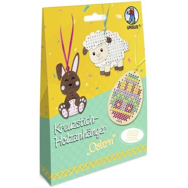 Kreuzstich-Holzanhänger Ostern Bastelset VE=3 Stück