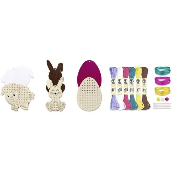 Kreuzstich-Holzanhänger Ostern Bastelset VE=3 Stück