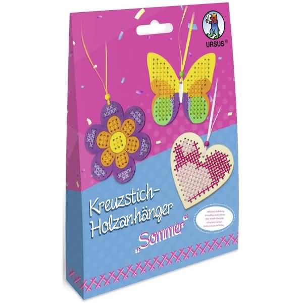 Kreuzstich-Holzanhänger Sommer Bastelset VE=3 Stück