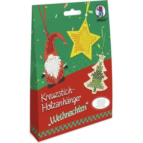 Kreuzstich-Holzanhänger Weihnachten Bastelset VE=3 Stück