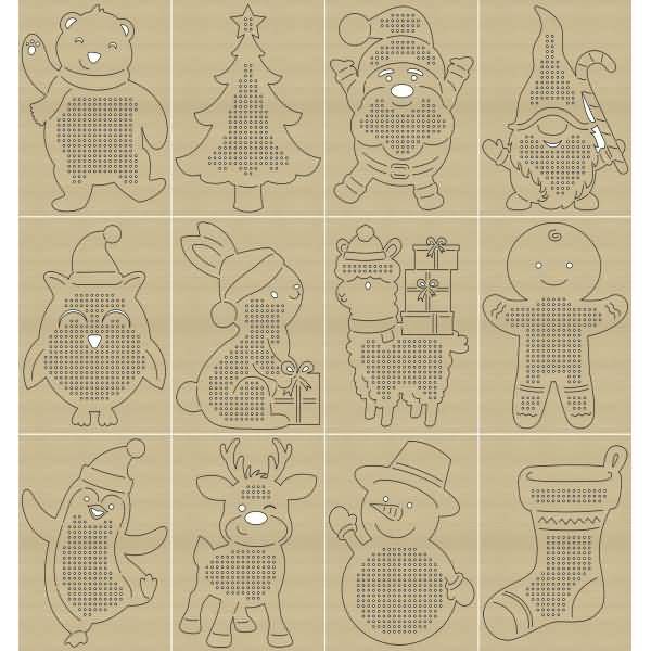 Kreuzstich-Bastelset Weihnachten 250g/qm VE=12 Blatt
