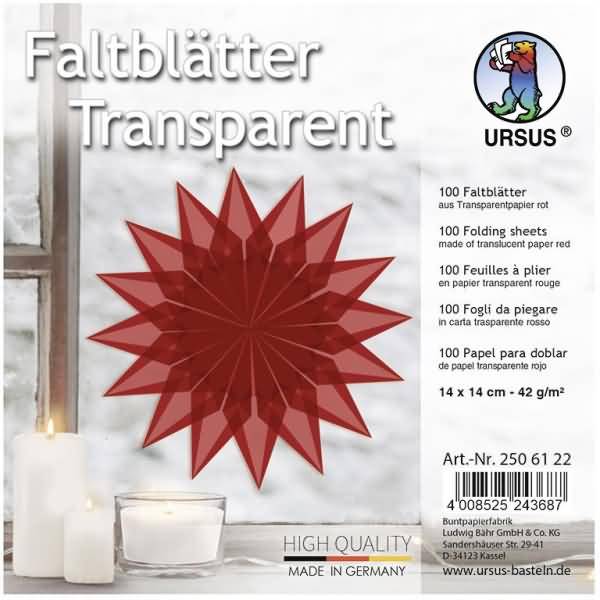 Faltblätter transparent 42g/qm 14x14cm VE=100 Blatt rot