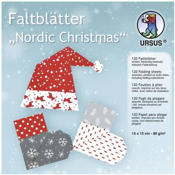 Faltblätter Nordic Christmas 80g/qm 15x15cm VE=120 Blatt (10 Motive)
