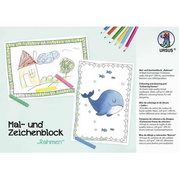 Mal- und Zeichenblock mit Rahmen A5 220g/qm 18 Blatt