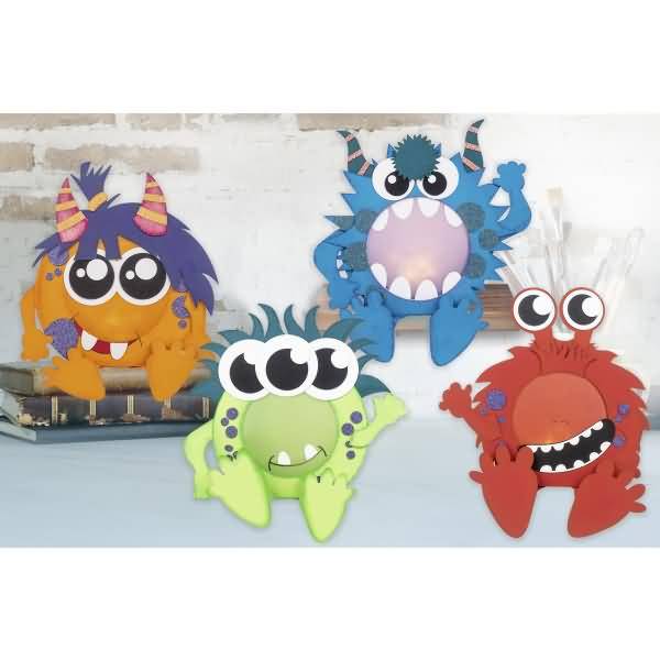 Bastelset Paper Illuminies Minilichter ca. 9cm Little Monster VE=4 Stück