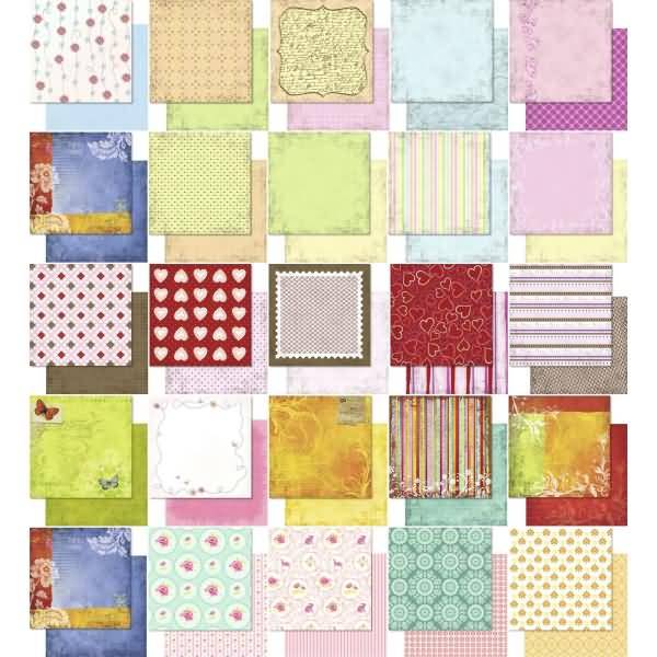 Designpapier Romantik 190g/qm 30,5x30,5cm VE=50 Blatt