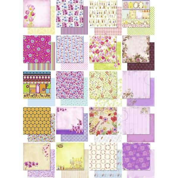 Designpapier Glitter Flowers 190g/qm 30,5x30,5cm VE=40 Blatt