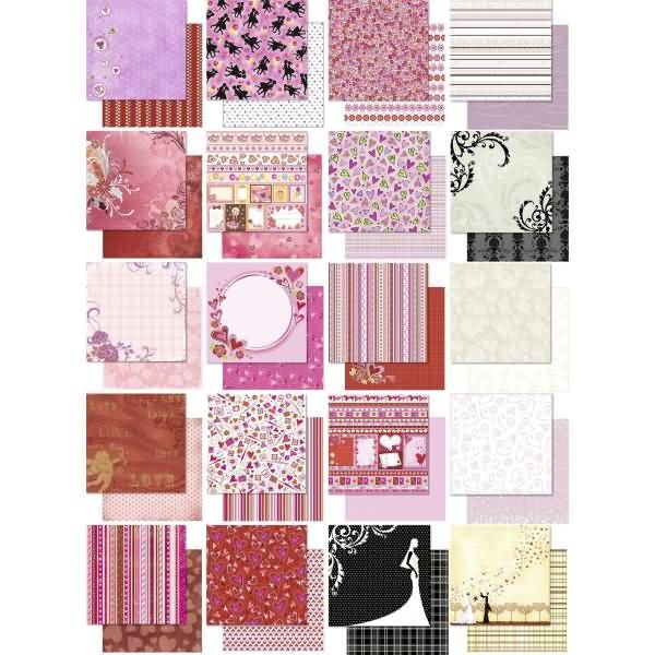 Designpapier Glitter Love 190g/qm 30,5x30,5cm VE=40 Blatt