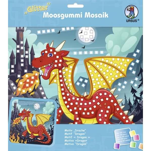Moosgummi Mosaik Glitter Drache