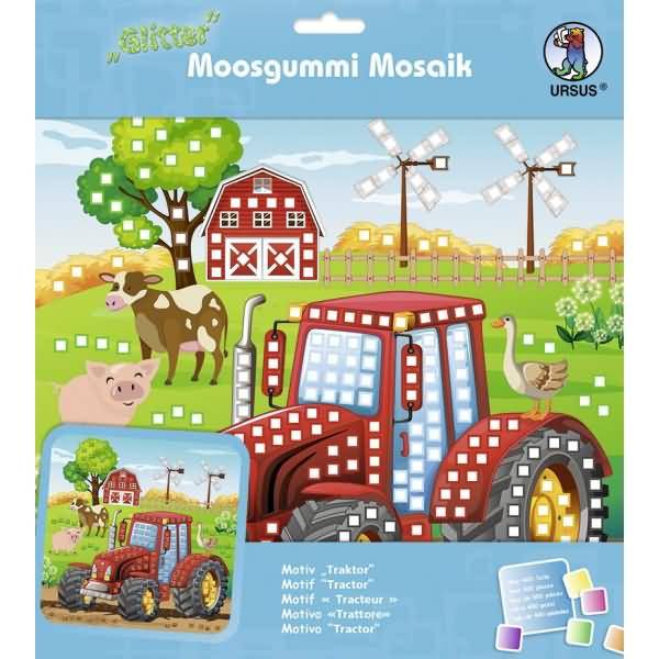Moosgummi Mosaik Glitter Traktor