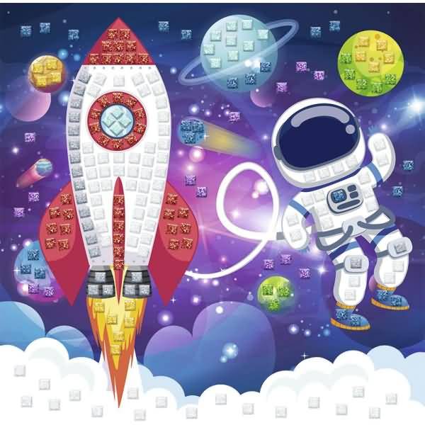 Moosgummi Mosaik Glitter Astronaut