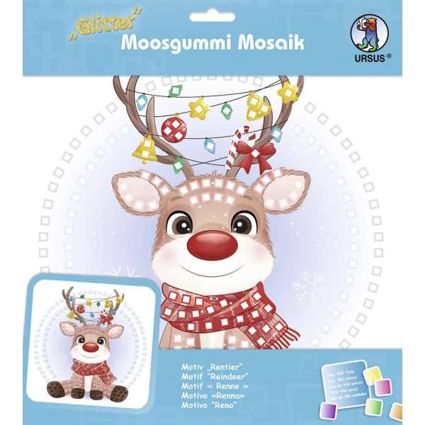 Moosgummi Mosaik Glitter Rentier