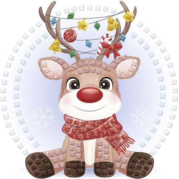 Moosgummi Mosaik Glitter Rentier