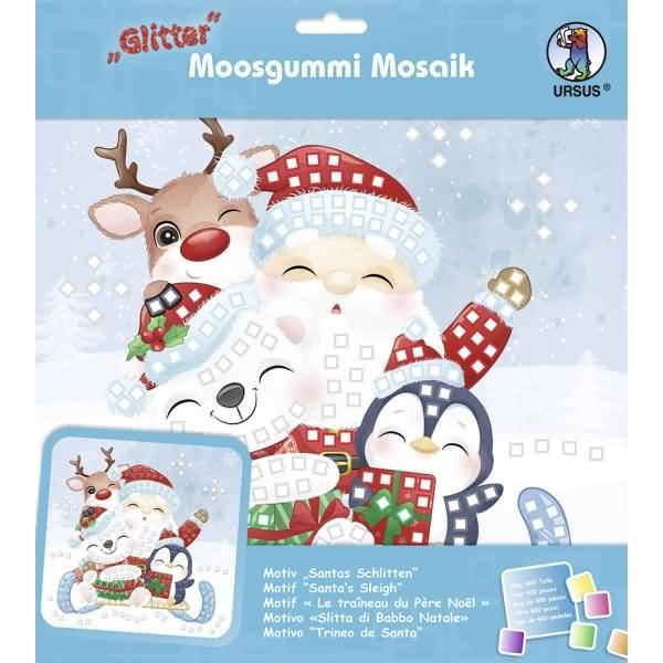 Moosgummi Mosaik Glitter Santas Schlitten