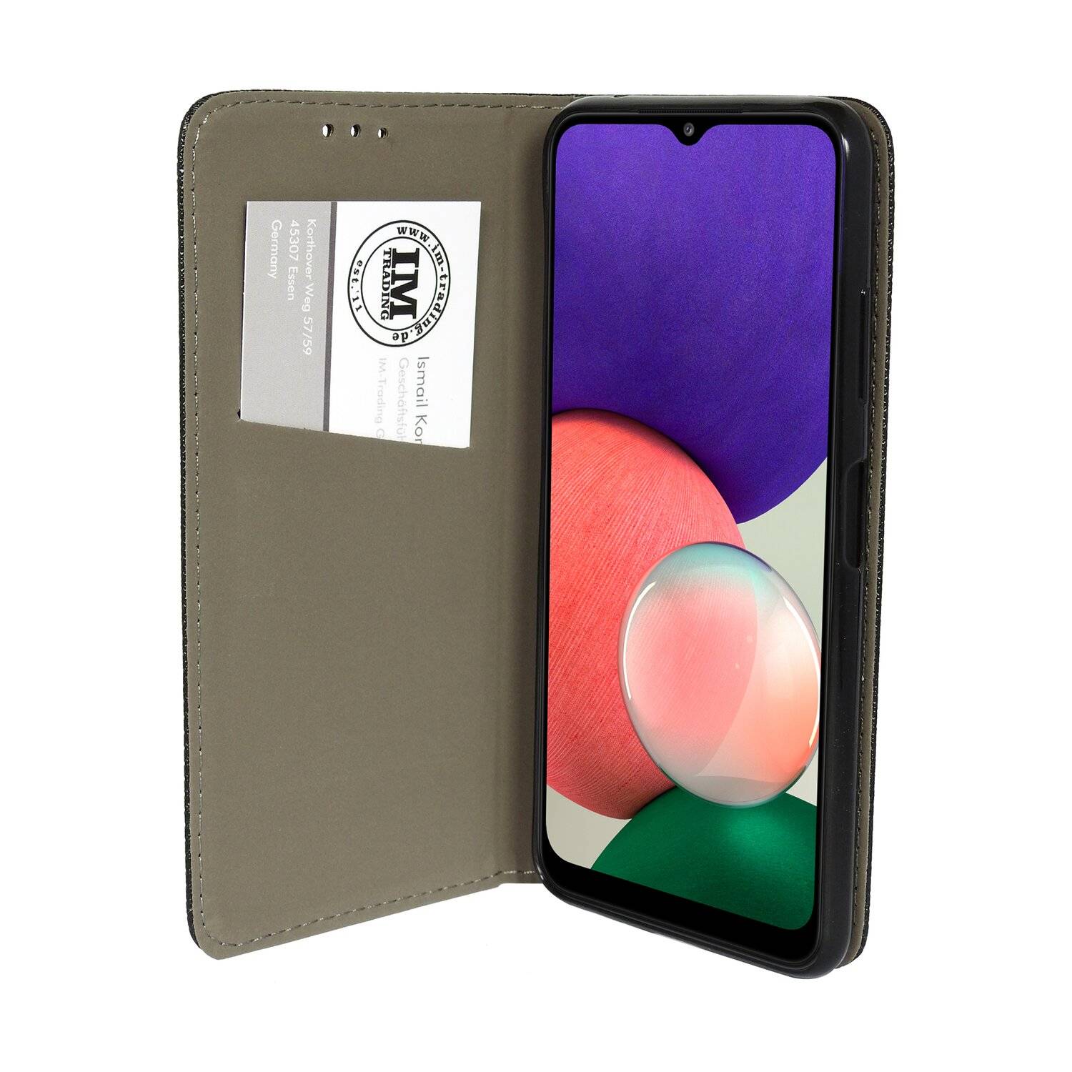 Buch Tasche "Smart" kompatibel mit SAMSUNG GALAXY A22 5G ( A226B ) Handy Hülle mit Standfunktion, Kartenfach Schwarz