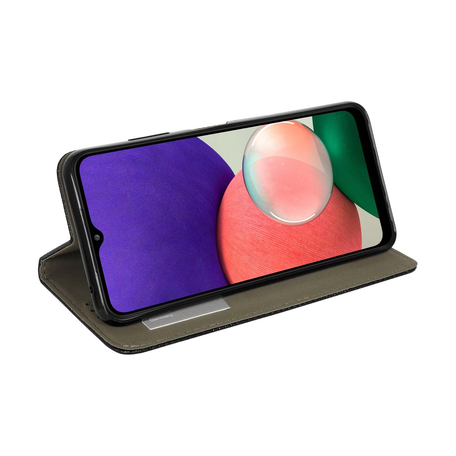 Buch Tasche "Smart" kompatibel mit SAMSUNG GALAXY A22 5G ( A226B ) Handy Hülle mit Standfunktion, Kartenfach Schwarz