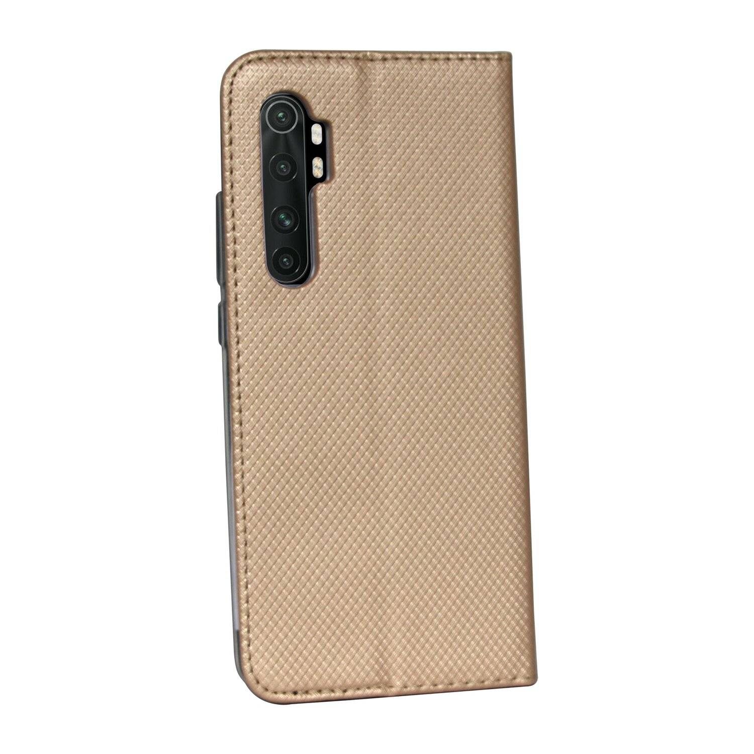 Buch Tasche "Smart" kompatibel mit XIAOMI MI NOTE 10 LITE Handy Hülle Schutzhülle mit Standfunktion, Kartenfach Gold
