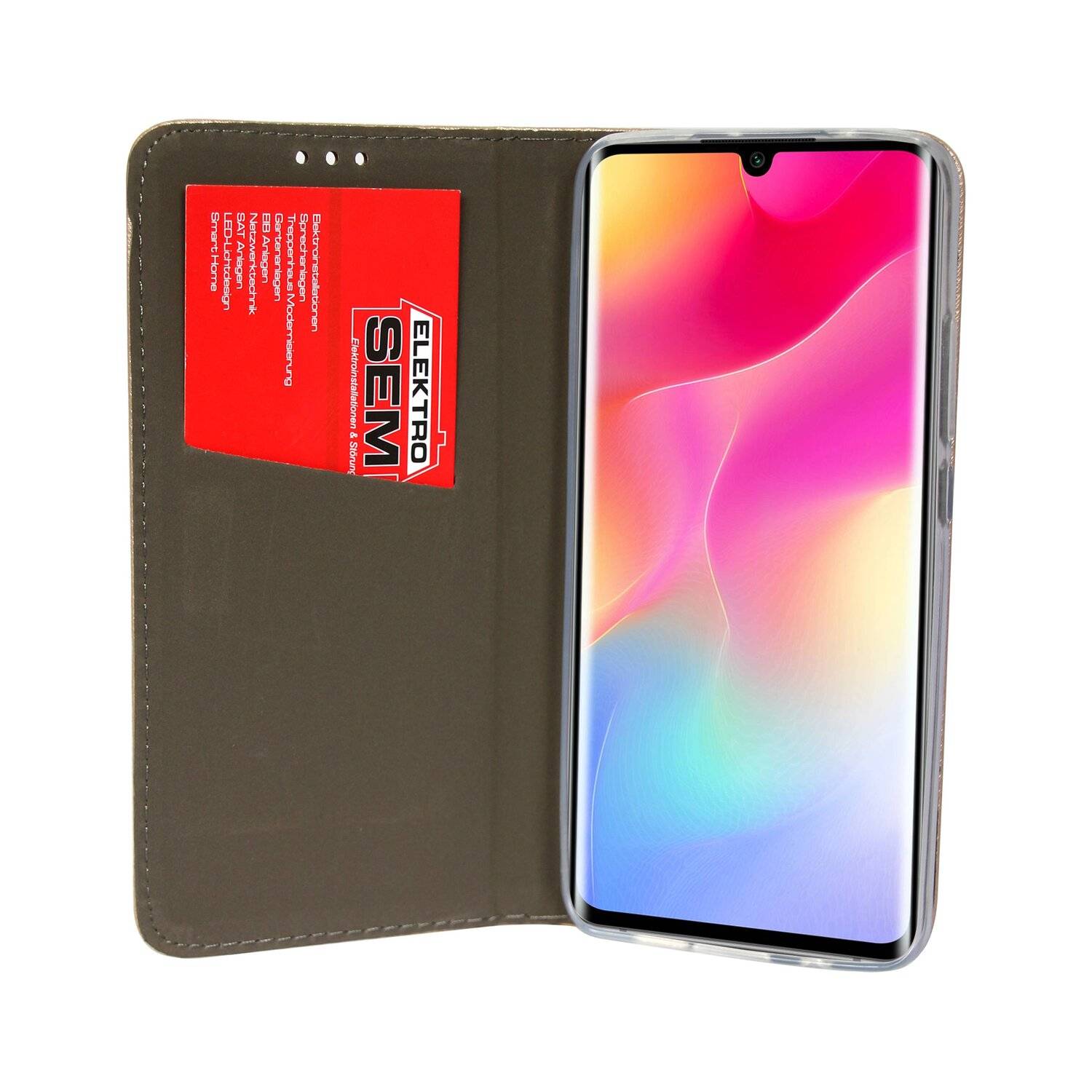 Buch Tasche "Smart" kompatibel mit XIAOMI MI NOTE 10 LITE Handy Hülle Schutzhülle mit Standfunktion, Kartenfach Gold