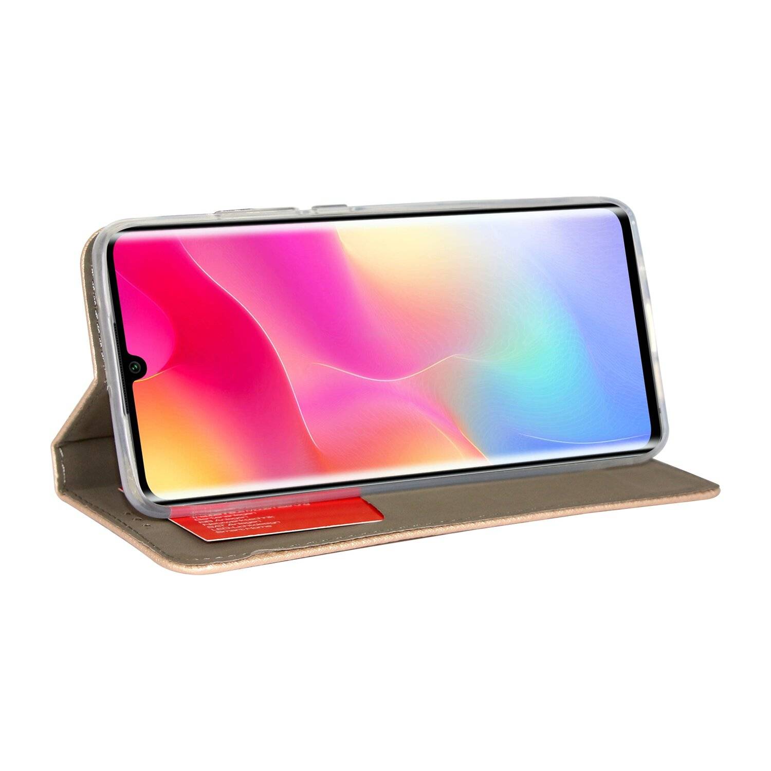 Buch Tasche "Smart" kompatibel mit XIAOMI MI NOTE 10 LITE Handy Hülle Schutzhülle mit Standfunktion, Kartenfach Gold