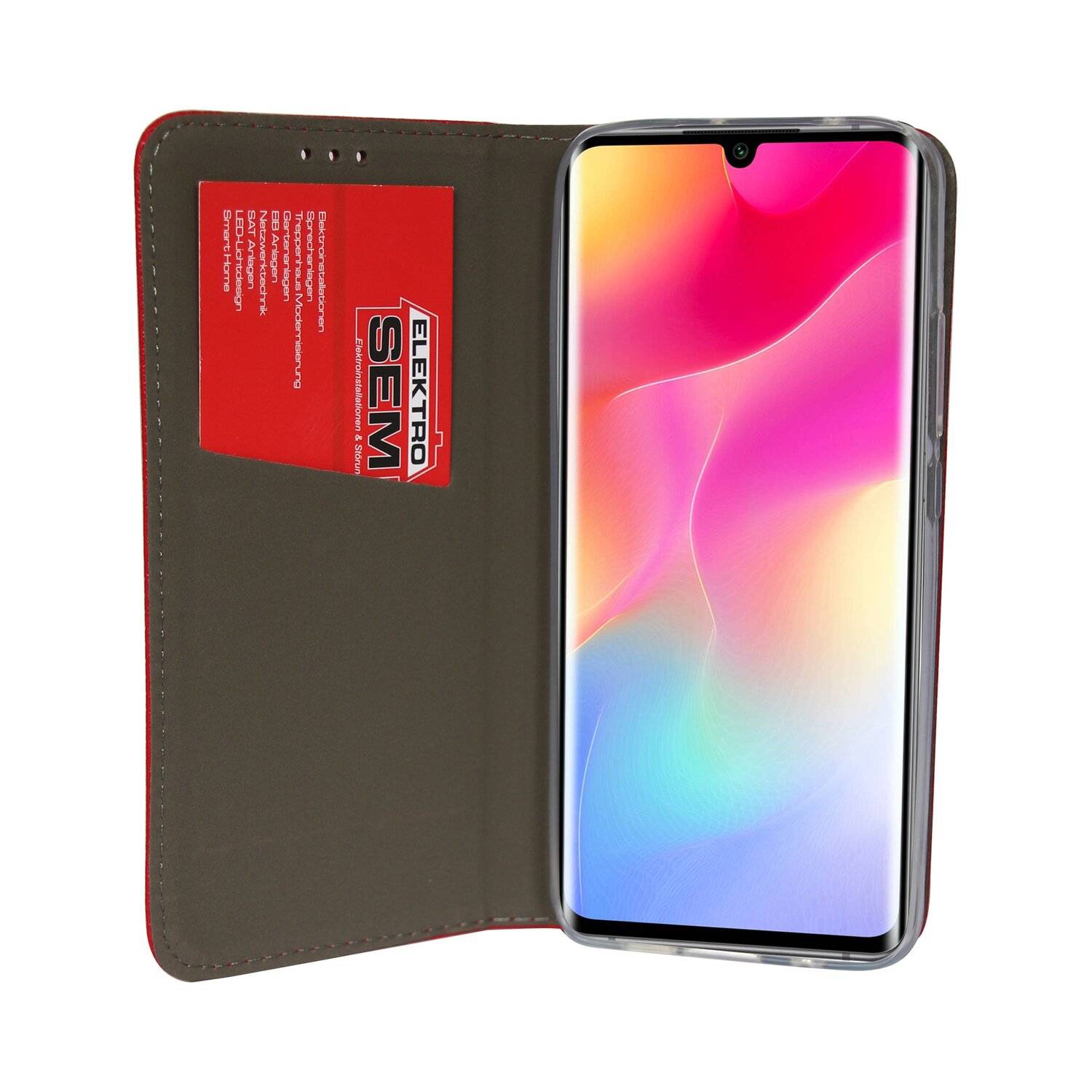 Buch Tasche "Smart" kompatibel mit XIAOMI MI NOTE 10 LITE Handy Hülle Schutzhülle mit Standfunktion, Kartenfach Rot