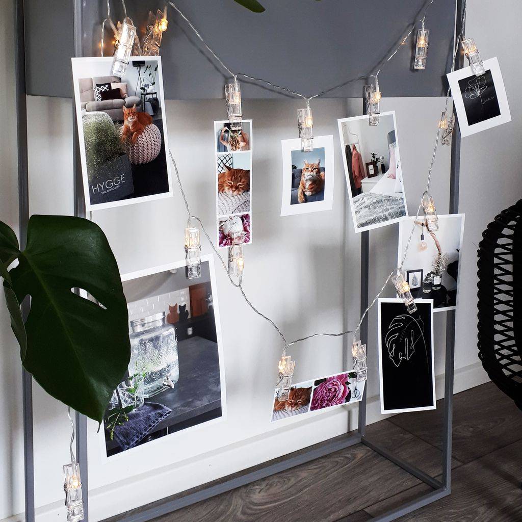 5m LED Foto-Clips Lichterketten String Light Stimmungsbeleuchtung warmweiß Licht
