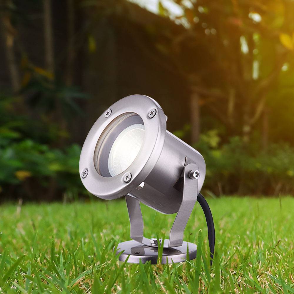 Gartenleuchte GU10 mit Erdspieß Außenstrahler Boden Gartenstrahler IP65 Strahler schwenkbarem, App-Steuerung, Smart RGB LED 4,5W 290Lm, DxH 9,8x30,5