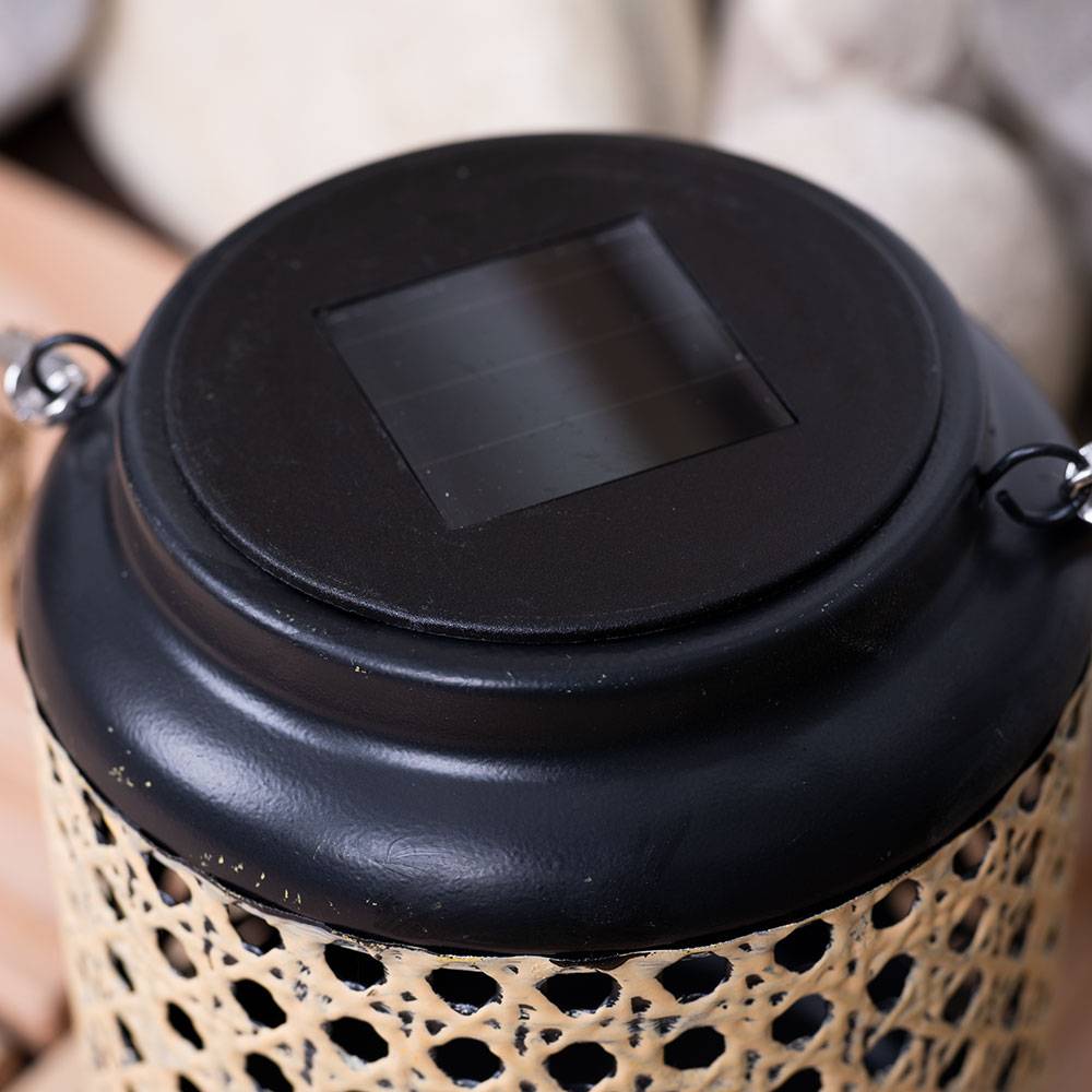 LED Laterne Solar Außen Solarlaterne für Außen Deko Laterne mit LED Stehleuchte Garten Dekoration schwarz braun zum hängen, Bambusoptik, 1x LED Ak