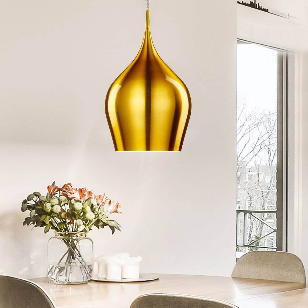 Pendelleuchte Esstischleuchte gold Wohnzimmer Hängelampe Aluminium, Glocken-Design, 1x E27, DxH 24 x 160 cm