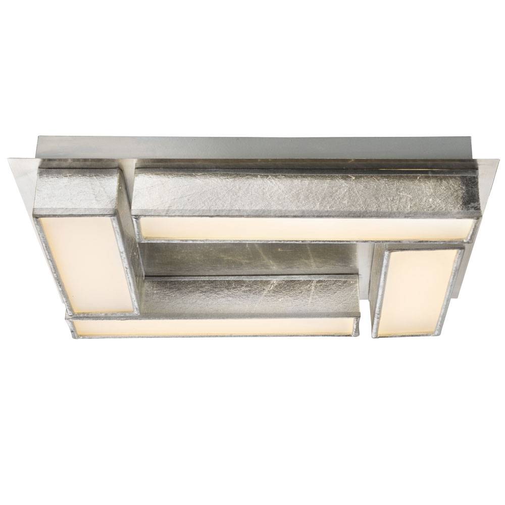 Deckenleuchte Wohnzimmerlampe LED Deckenlampe silber Esszimmerleuchte, Textil Metall nickel-matt, 1x 12W 800lm 3000K, LxBxH 30x30x8,5 cm