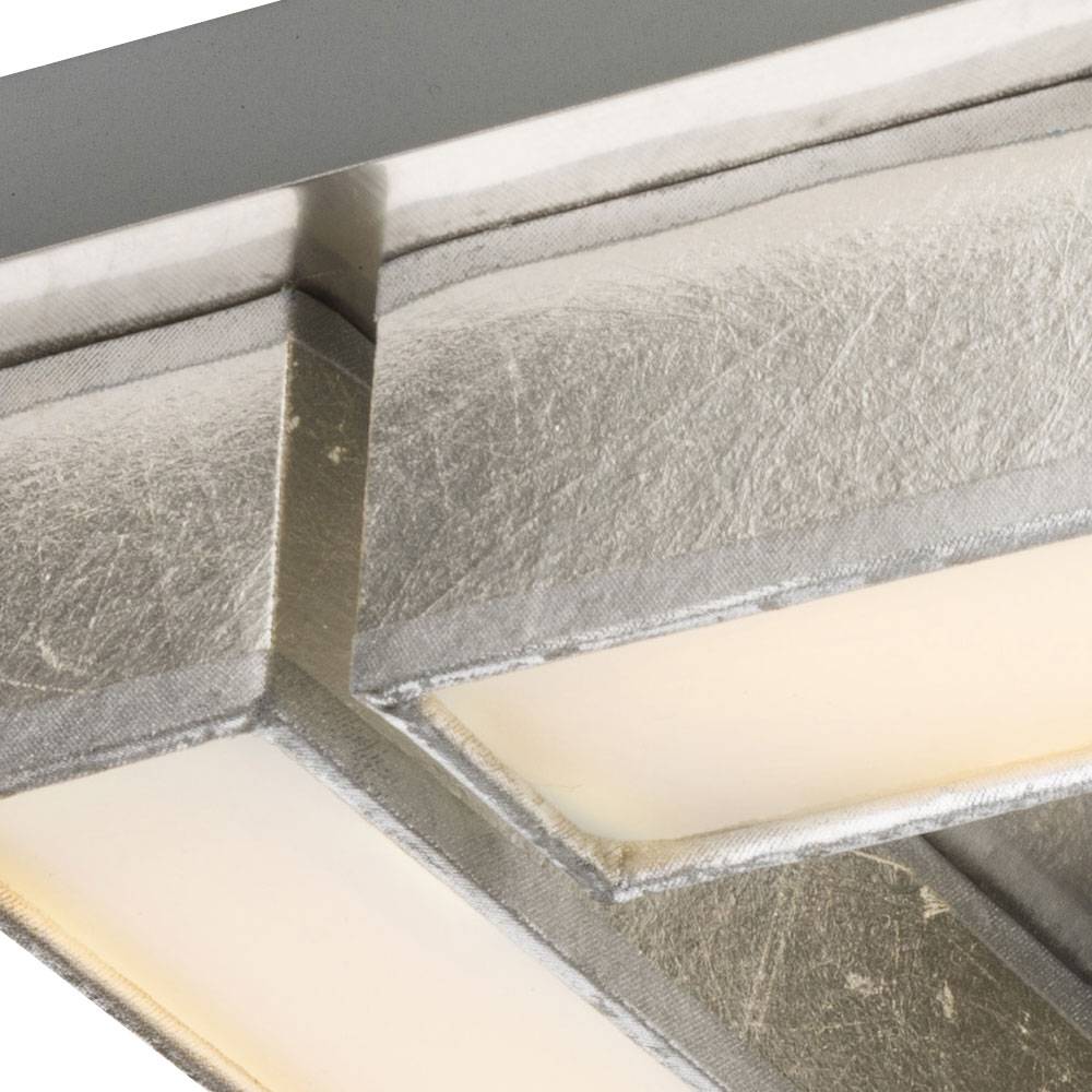 Deckenleuchte Wohnzimmerlampe LED Deckenlampe silber Esszimmerleuchte, Textil Metall nickel-matt, 1x 12W 800lm 3000K, LxBxH 30x30x8,5 cm