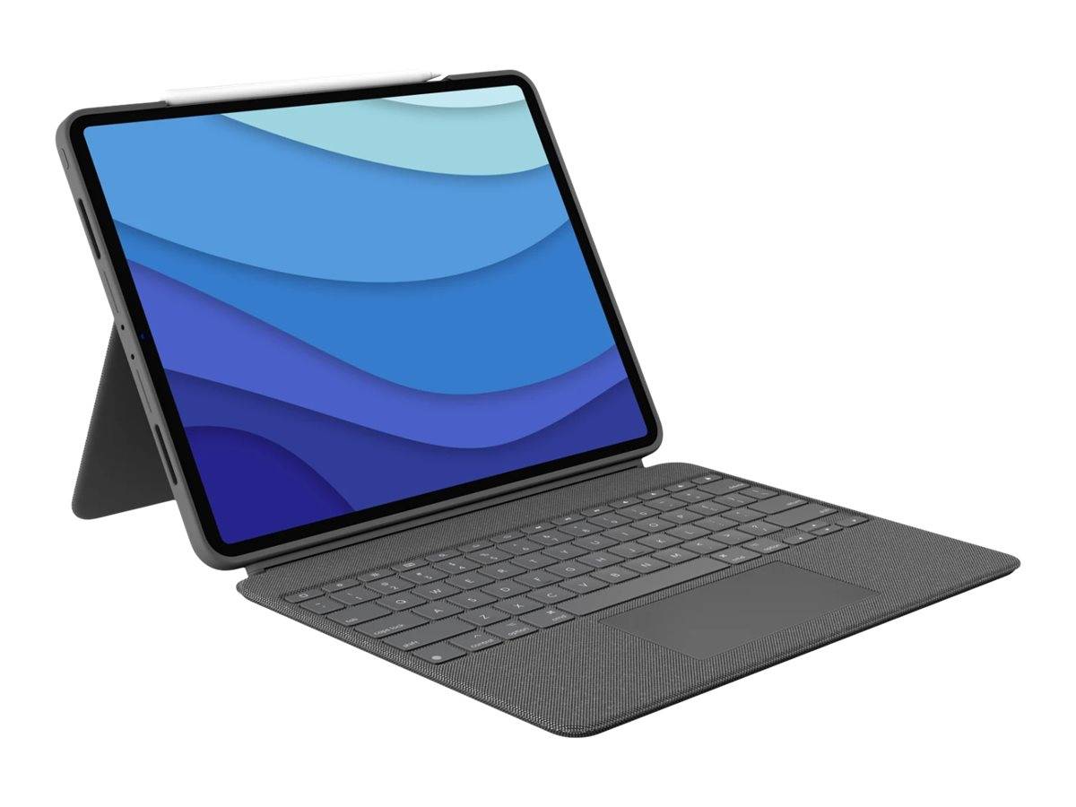 Logitech Combo Touch - Tastatur und Foliohülle - mit Trackpad - hintergrundbeleuchtet - Apple Smart connector - AZERTY - Französisch - Oxford Gray