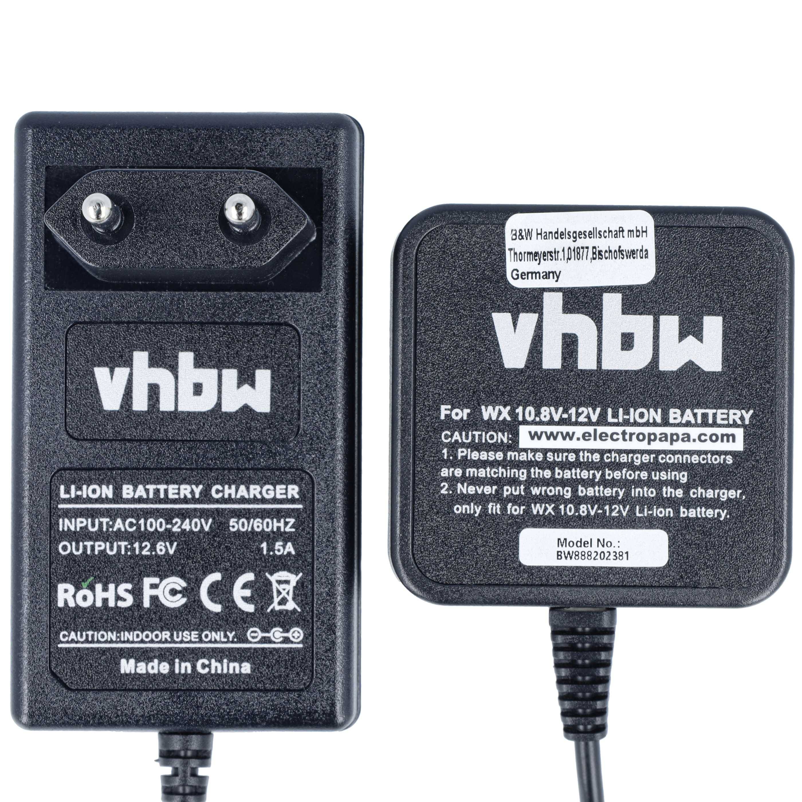 vhbw Ladegerät kompatibel mit Worx W125.1 | W125.3, W125.4, W125.5, W125.M Werkzeug Li-Ion-Akkus