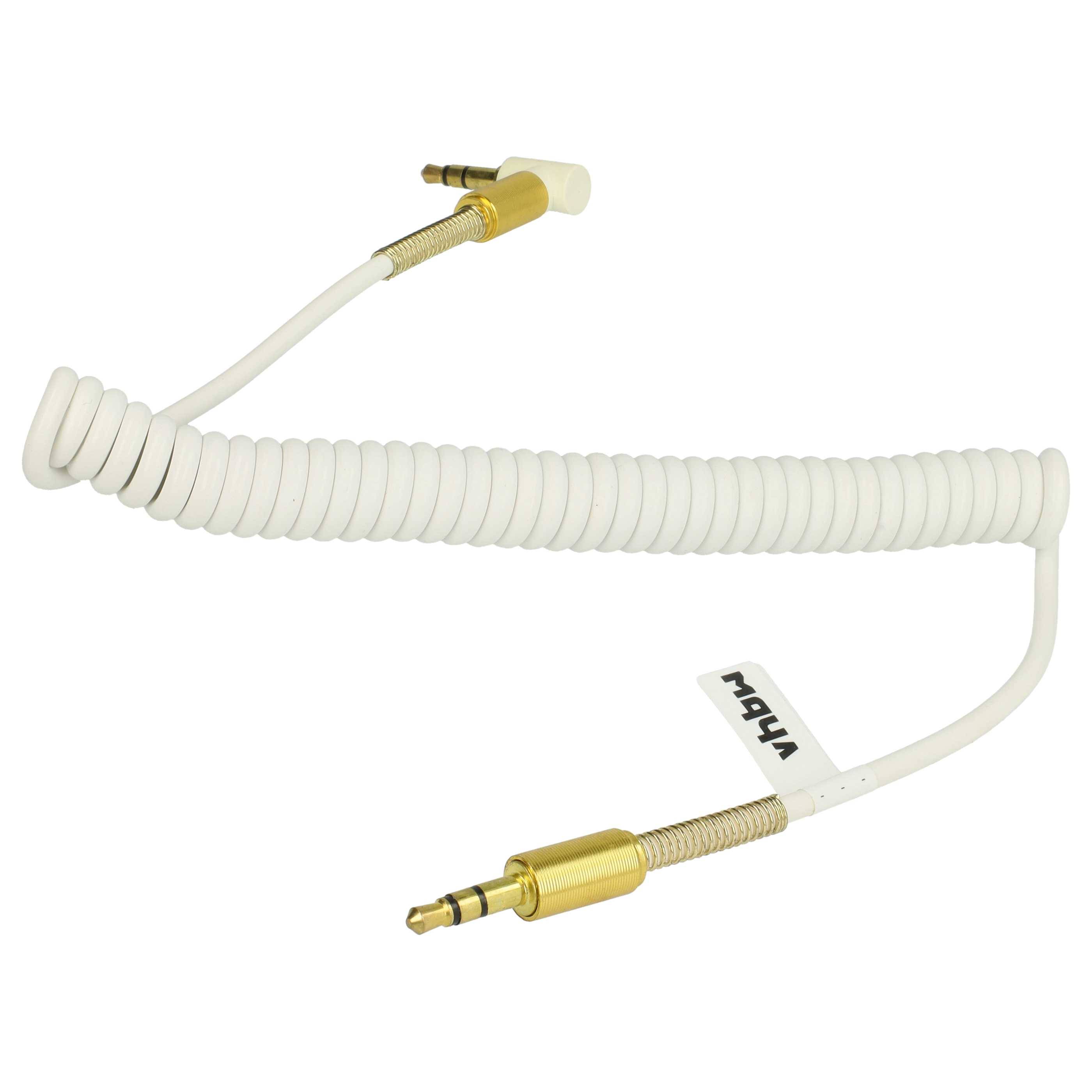 vhbw Stereo Audio Kabel Adapter kompatibel mit Sony Z1000, XB950 Kopfhörer - 3,5 mm auf 3,5 mm Klinkenstecker, Vergoldet, Gewinkelt Gold Weiß