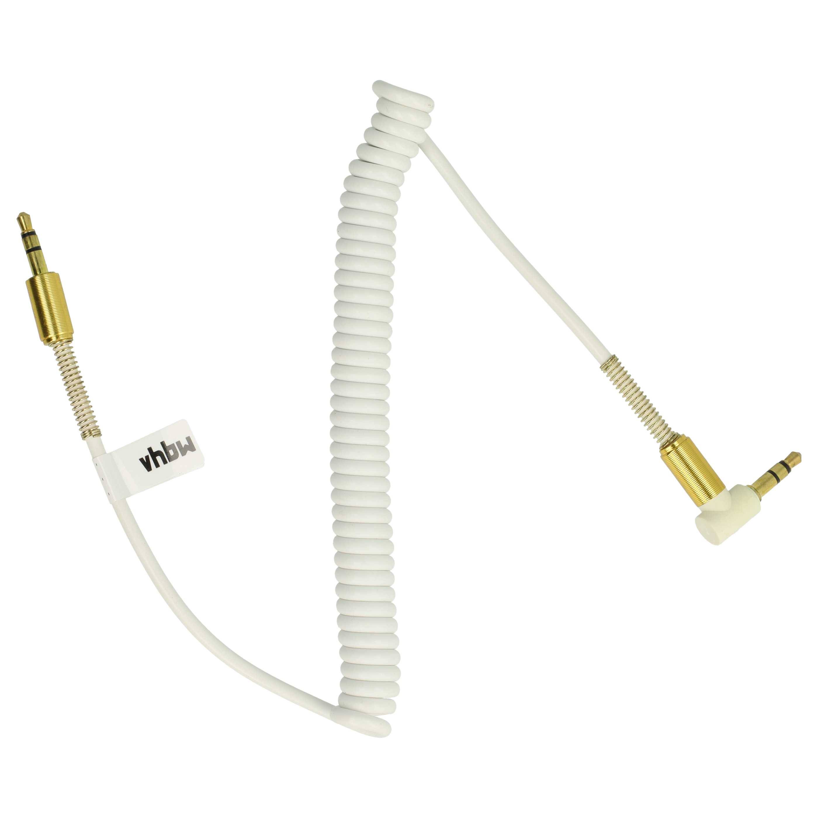 vhbw Stereo Audio Kabel Adapter kompatibel mit Sony MDR-1A, MSR7 Kopfhörer - 3,5 mm auf 3,5 mm Klinkenstecker, Vergoldet, Gewinkelt Gold Weiß