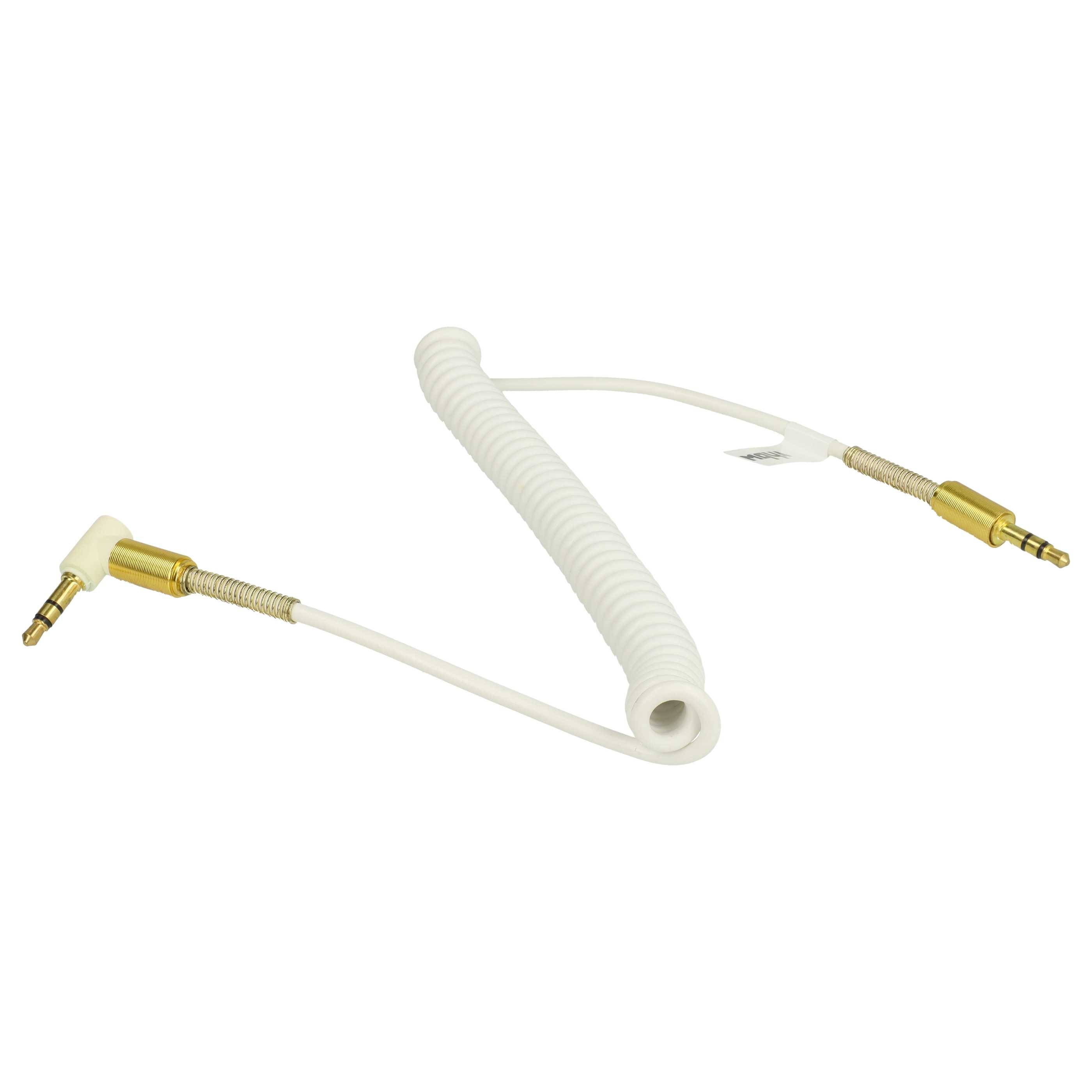 vhbw Stereo Audio Kabel Adapter kompatibel mit Sony MDR-1A, MSR7 Kopfhörer - 3,5 mm auf 3,5 mm Klinkenstecker, Vergoldet, Gewinkelt Gold Weiß