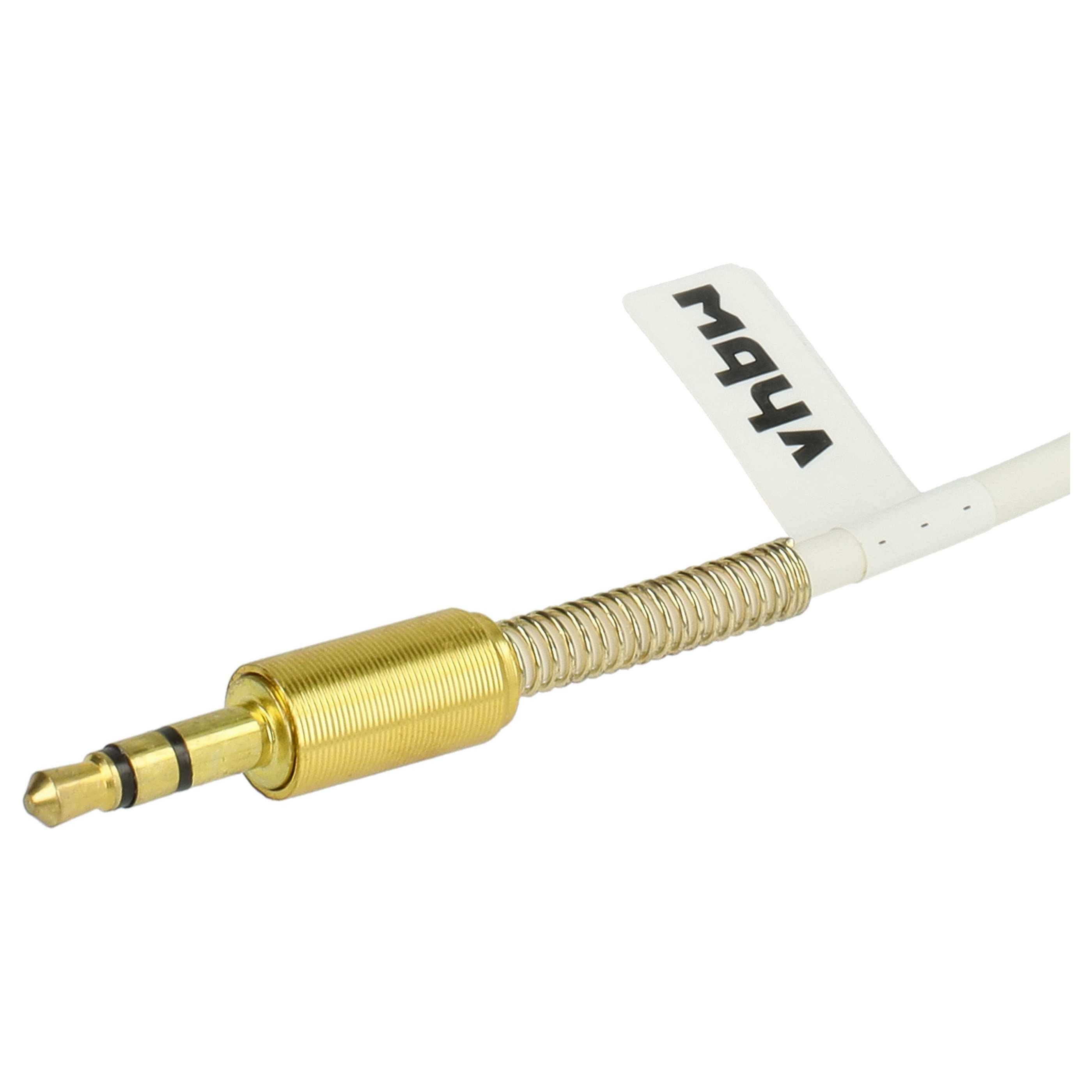 vhbw Stereo Audio Kabel Adapter kompatibel mit Sony MDR-10R, 1ADAC Kopfhörer - 3,5 mm auf 3,5 mm Klinkenstecker, Vergoldet, Gewinkelt Gold Weiß